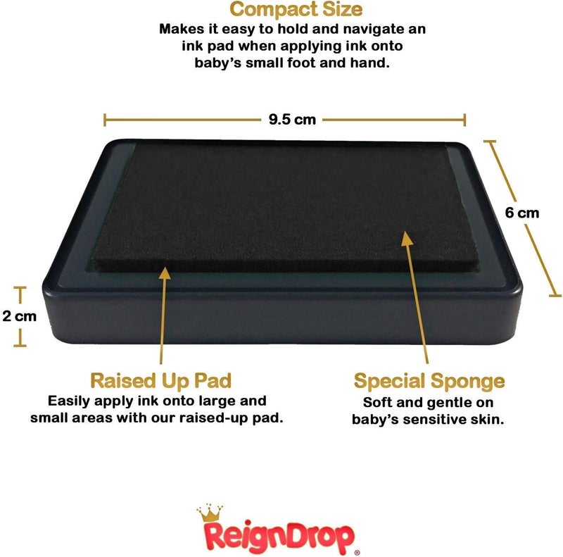ReignDrop وسادة حبر لطباعة بصمة قدم ويد الطفل - تخلق طابع تذكاري رائع يدوم طويلاً للرضع والأطفال. مقاومة للتلطيخ، سهلة المسح عن الجلد، آمنة ولطيفة خالية من الأحماض (وردي)  - Image 2